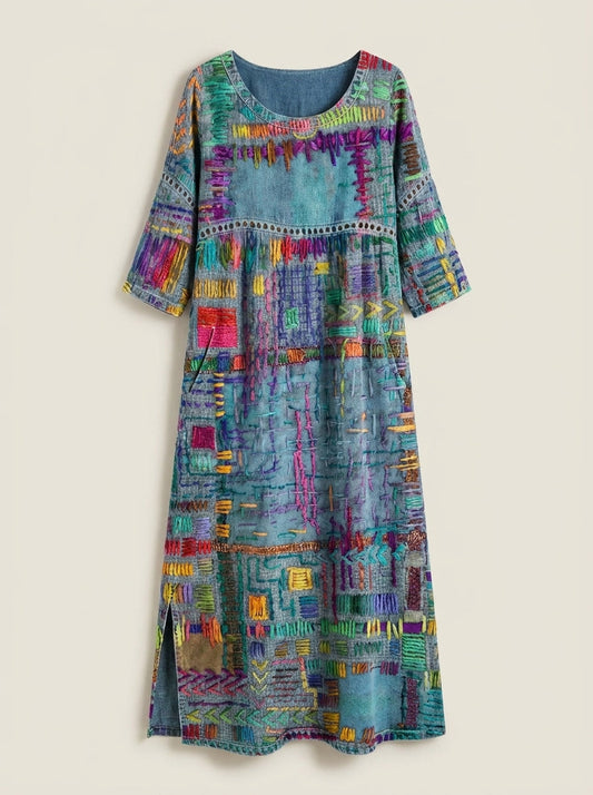 LUCÍA - VESTIDO BOHEMIO CON ESTAMPADO MULTICOLOR