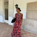 Vestido Largo Acuarela de Hombros Caídos