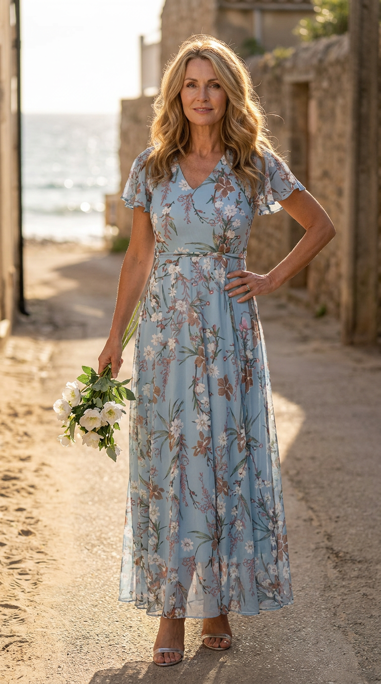 Vestido Marina — VESTIDO LARGO FLORAL CON ESCOTE EN V