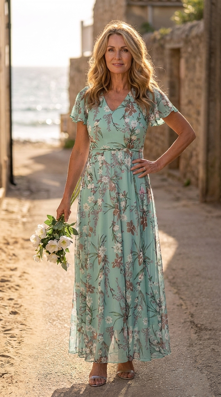 Vestido Marina — VESTIDO LARGO FLORAL CON ESCOTE EN V